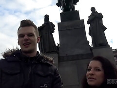 La superbe brunette Jocelyne Z gets her pussy drilled while her man watches in POV