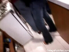 Spit roasted teenie 18yo schoolgirl slut gets her snatch drilled