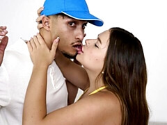 Brown-haired girlfriend Ema Ribeiro impaled by large brown cock