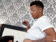 デカチン, 黒人, フェラチオ, 茶髪の, 黒人, 眼鏡