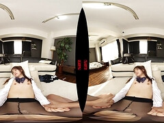 Amoral asian teen in pantyhose VR sex video