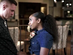 Chica, Verga grande, Negro, Mamada, Ébano, Marido, Interracial, Tetas