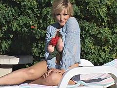 デカパイ, ブロンド, プール, オッパイの