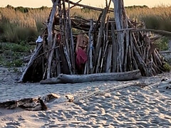 Enthousiasteling, Strand, Grote mammen, Gevangen, Sperma, Lul, Italiaans, Openbaar