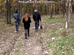 Sucer une bite, Gorge profonde, Queue, Énorme, Argent, De plein air, Rousse roux, Suçant