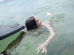 素人, アナル, ビーチ, 茶髪の, 指いじり, 足コキ, オマンコ, オッパイの