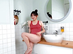 18, 美女, 茶髪の, 女, 天然, オーガズム, 一人, オッパイの