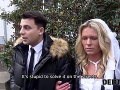 Braut, Europäisch, Behaart, Pov, Rasiert, Abendanzug, Strümpfe, Nass