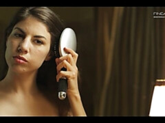 Big-tit brunette Freckles Real is applying makeup in a hot way