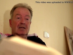 Ample beefstick grandfather smashes lil' gash teenage gf open throat jizz flow