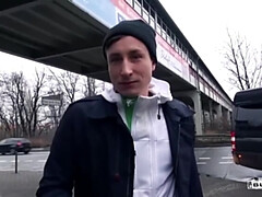 German beauty Danny Bubbles gets down and dirty in a bus backseat for money