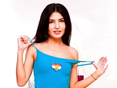 Gorgeous skinny brunette Parish Shine plays with her wet hole