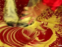 Öl, Satin, Strümpfe, Nass