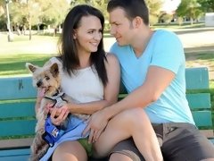 Kont, Grote kont, Pijpbeurt, Bruinharig, Hondjeshouding, Harig, Buiten, Tieten likken