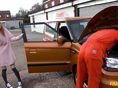 Minx squirts on mechanics big cock