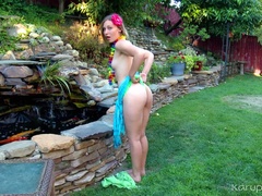 素人, 茶髪の, アウトドア, パンティ, 剃毛, 一人