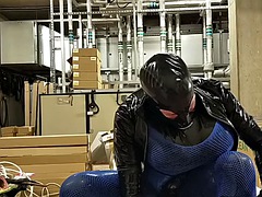 Alison has a risky session in tight black and blue outfit