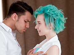 Blue-haired teeny anal debut