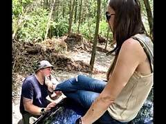 Amateur, Amarrada, Pies, Dominacion femenina, Humillación, Amante, Al aire libre, Esclavo