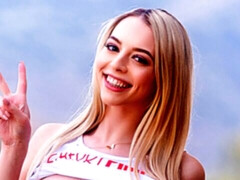 Cute-looking teen blonde Lily Larimar takes a big dick in her small mouth