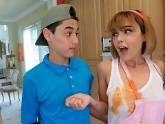 Arsch, Blondine, Blasen, Hundestellung, Handjob, Küche, Lecken, Milf