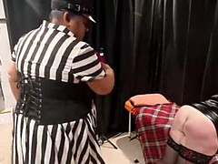 British Police Officer Punishes Bad Girl Prisoner With Caning & Hard Fucking - Big Tits BBW In Uniform Role Play