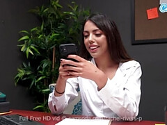 Horny Receptionist almost busted Masturbating at Work