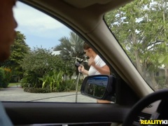 Kont, Grote mammen, Pijpbeurt, Bruinharig, Auto, Kut duiken, Geschoren, Nat