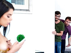 フェラチオ, ダブル開発, 毛深い, 手コキする, ハードコア, 3p男男女, ティーン, 三人
