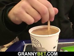 デカ尻, フェラチオ, 祖父, お婆さん, 巨大, 熟年, 馬乗り, オッパイの