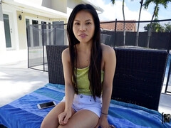 Asiatique, Cul, Nana, Dingue, Queue, Bâillonner, Nue  à poil, Chatte