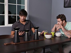 アナル, ゲイ, 筋肉, タトゥー, 三人