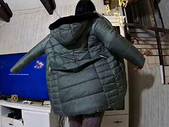 Cheating Wife Blow Her Husband Friend While Waring a Hot Jumpsuit and a Fur Hooded Downjacket 232