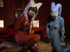 Sucer une bite, Tir de sperme, Européenne, 2 femmes 1 homme, Branlette thaïlandaise, Léchez, Masturbation, Fessée