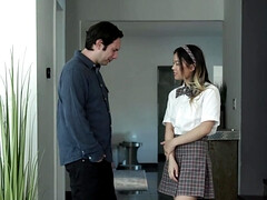 18 años, Mamada, Morena, Corridas, Garganta profunda, Hablar sucio, Coño, Uniforme