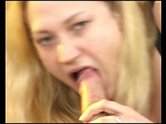 Amateur, Blonde, Sucer une bite, Tir de sperme, Queue, Rétro, Pute, Nénés