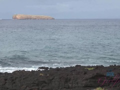 Strand, Braunhaarige, Fussjob, Freundin, Zierlich, Rasiert, Dürr, Spanner