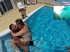 デカパイ, バック, 顔射, ハードコア, Hd, アウトドア, プール, 水中