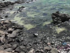 Strand, Sperma, Voetbeurt, Handbeurt, Naakt, Olie, Openbaar, Kut duiken