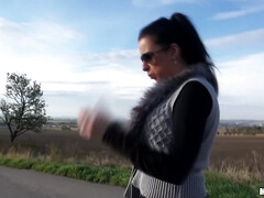 Amateur, Mamada, Checa, Europeo, Dinero, Al aire libre, Realidad, Solo