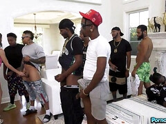 Zwart, Pijpbeurt, Bruinharig, Diep in de keel, Hd, Interraciaal, Klein, Zuigen