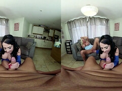 Big Boobs POV VR Threesome with Blonde and Brunette Moms (Michelle Thorne, Nicole Du Papillon)