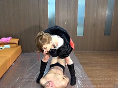 Bondage discipline sadomasochisme, Gebondenheid, Voeten, Japaans, Ondergoed, Verpleegster, Kantoor, Voorbinddildo