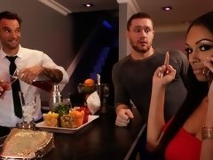 お尻, デカ尻, 茶髪の, バック, ドレス, ハードコア, 淫乱熟女, 3p男男女