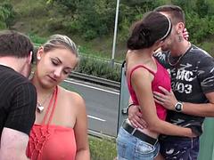 Amateur, Sucer une bite, Groupe, Hard, Lesbienne, Public