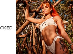 Strand, Grote lul, Pijpbeurt, Natuurlijke tieten, Roodharige vrouw, Mager, Tiener, Tieten likken