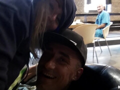 Euro Amateur Couple has Public Sex in Cafe - Blonde Christen Courtney