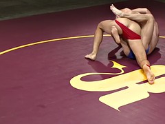 muscular stud toying ass after wrestling