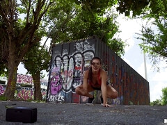 Amerikanisch, Arsch, Grosse titten, Schwarz, Schwanz, Handjob, Im freien, Öffentlich