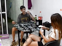 18, 素人, デカパイ, フェラチオ, カップル, チン, ラティーナ, ティーン